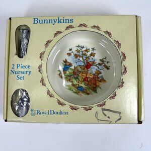 Royal Doulton Bunnykins Nursery Set 2 Piece Bone China Baby Plate & Spoon